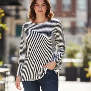 Grace Women’s Striped Long-Sleeve Shirt – Size XL | Classic Fit, Soft & Stylish